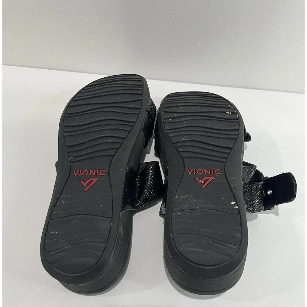 Vionic Rio black snake orthotic platform wedge slide‎ sandals Sz 10.5 comfort
